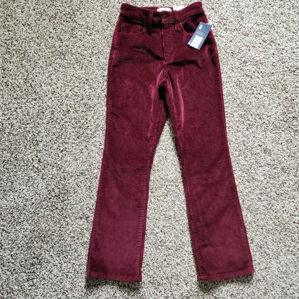 Universal Thread Ankle Bootcut Corduroy Pants size 00 Burgundy Stretch New NWT - Picture 2 of 8